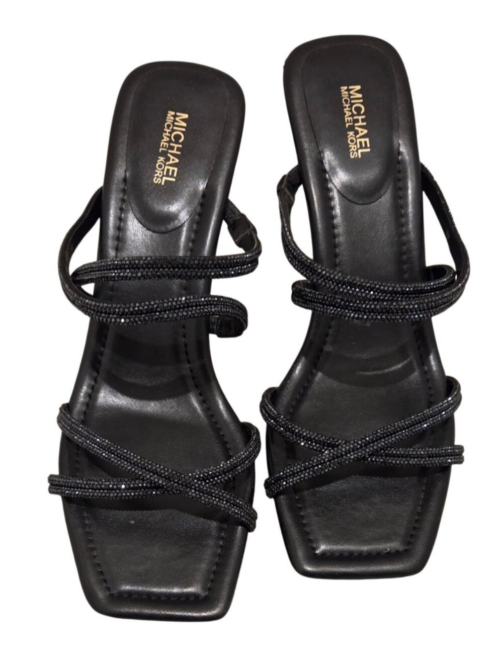 Michael Kors Black Braided Strap Slide Heels